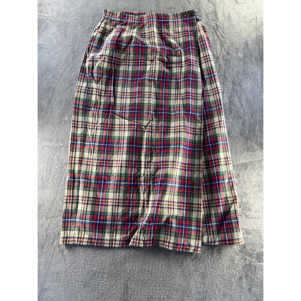 Vintage 80s Susan Bristol Plaid Maxi Skirt 10 Multi Color Wrap Grandma Modest - Picture 3 of 10